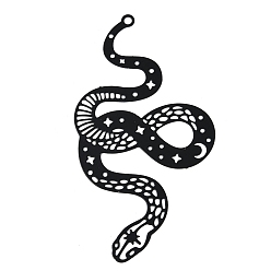 Черный Окрашенные распылением 430 украшения из нержавеющей стали с травлением металла большие подвески, очарование змеи, чёрные, 60x32x0.4 мм, отверстие : 1.8 мм