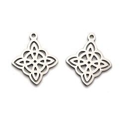 Нержавеющая Сталь Цвет 201 подвески с ромбами из нержавеющей стали, лазерная резка, цвет нержавеющей стали, 19x16x1 мм, отверстие : 1.2 мм