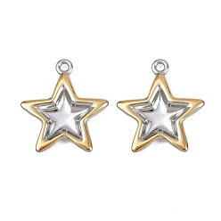 Позолоченный и Цвет Нержавейки 304 подвески из нержавеющей стали, ионное покрытие (ip), звезды прелести, настоящее золото и нержавеющая сталь, 27.5x24.5x3 мм, отверстие : 2 мм