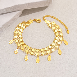 Золотой Изысканные браслеты на ногу в виде монеты из латуни в ближневосточном стиле для женщин, золотые, 8-1/2 дюйм (215 мм)