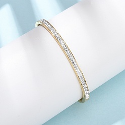 Настоящее золото 18K 304 Шарнирные браслеты из нержавеющей стали с микропаве из кубических цирконий для женщин, с полимерной глиной, ионное покрытие (ip), долговечный, реальный 18 k позолоченный, 1/8 дюйм (0.4 см), внутренний диаметр: 2x2-3/8 дюйм (5x5.9 см)