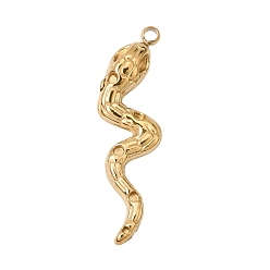 Real 18K Gold Plated 304 Stainless Steel Pendants, Ion Plating(IP), Polished, Snake Charms, Real 18K Gold Plated, 22.5x7x3mm, Hole: 1.2mm
