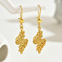 Золотой Серьги-кольца из нержавеющей стали в форме листа, золотые, 56x22 мм