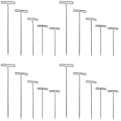 Нержавеющая Сталь Цвет 450шт. 5 стили никелированные стальные штифты Т для блокового вязания, моделирование, изготовление париков и поделки, цвет нержавеющей стали, 27x11x1 мм, отверстие : 1x10 мм