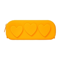 Оранжевый Прямоугольный силиконовый чехол для ручки с рисунком в виде сердца, ручка рукав, для школьных канцелярских принадлежностей упаковка для хранения, оранжевые, 175x75x50 мм