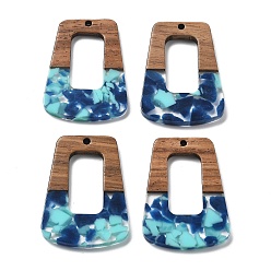 (52) Непрозрачная лаванда Подвески из смолы и ореха, трапециевидные, разноцветные, 37x27x3 мм, отверстие : 2 мм