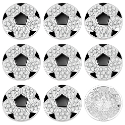 Football 10Pcs Sports Balls Alloy Rhinestone Cabochons, Football, 29.5x5.5mm