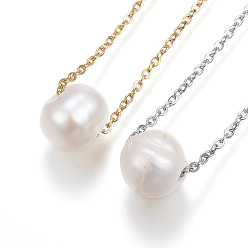 (52) Непрозрачная лаванда 304 подвесные из нержавеющей стали ожерелья, С пресноводными жемчужными бусами и заклепками из омаров, разноцветные, 17.7 дюйм (45 см)