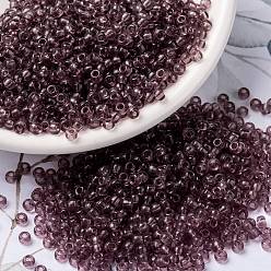 (RR142) Transparent Smoky Amethyst MIYUKI Round Rocailles Beads, Japanese Seed Beads, (RR142) Transparent Smoky Amethyst, 8/0, 3mm, Hole: 1mm, about 422~455pcs/bottle, 10g/bottle