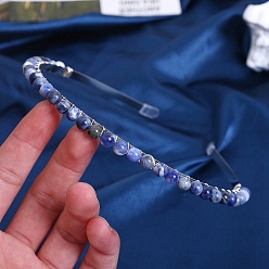 Содалитовое Резинки для волос из натурального содалита, металлический обруч для волос, для женщин девушек, 150x130x6 мм