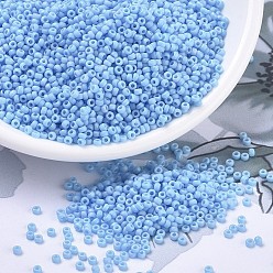 (RR413FR) Matte Opaque Turquoise Blue AB MIYUKI Round Rocailles Beads, Japanese Seed Beads, (RR413FR) Matte Opaque Turquoise Blue AB, 11/0, 2x1.3mm, Hole: 0.8mm, about 50000pcs/pound
