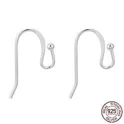 Silver 925 Sterling Silver Earring Hooks, with 925 Stamp, Silver, 13x2mm, 20 Gauge(0.8mm)