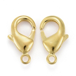 Golden Brass Lobster Claw Clasps, Parrot Trigger Clasps, Cadmium Free & Nickel Free & Lead Free, Golden, 15x8x3mm, Hole: 2mm