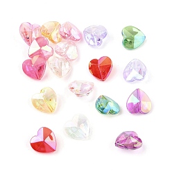 (52) Непрозрачная лаванда Прозрачные акриловые бусины, сердце, с покрытием AB цвета, граненые, разноцветные, 14x14x7 мм, отверстие : 1.2 мм