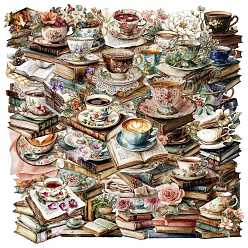 Разноцветный 50шт. наклейки для книг/кофе с изображением домашних животных, самоклеящиеся наклейки, для чемодана, скейтборде, холодильник, шлем, красочный, 43~55x52~55x0.1 мм