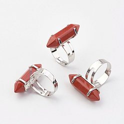 Джаспер Кольца из натуральной красной яшмы, с обнаружением железного кольца, платина, пуля, Размер 8, 18 мм