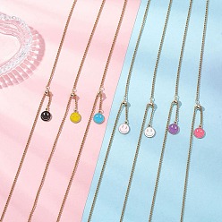 (52) Непрозрачная лаванда Регулируемая цепочка-лариата из нержавеющей стали, с эмалированным сплавом и подвесками в виде улыбающегося лица, золотые, разноцветные, 304 дюйм (16.93 см)