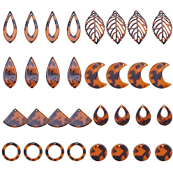 Goldenrod Cellulose Acetate(Resin) Pendants, Leaf, Goldenrod, 74x73x25mm, 32pcs/box