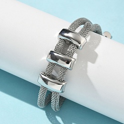 Платина 304 браслеты из нержавеющей стали с цепочками для женщин, платина, 8-1/4x5/8x1/4 дюйм (20.9x1.65x0.8 см)