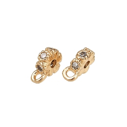 Настоящее золото 18K Латунные поручни из кубического циркония с микропаве, реальный 18 k позолоченный, 6x4x2 мм, отверстие : 0.8 мм, внутренний диаметр: 1.1 мм