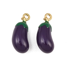 Eggplant 316 хирургические эмалевые подвески из нержавеющей стали, подвески в форме овощей, ионное покрытие (ip), реальный 18 k позолоченный, баклажанные талисманы, 17x7x6 мм, отверстие : 1.5 мм