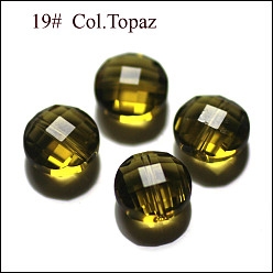 Цвет Оливы Имитация Австрийские кристаллические шарики, класс AAA, граненые, плоско-круглые, оливковый, 9.5x5 мм, отверстие : 0.9~1 мм