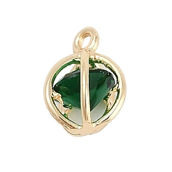 Настоящее золото 18K Покрытие стойки латунь с подвесками из фианита, круглые подвески, реальный 18 k позолоченный, 10.5x8x7 мм, отверстие : 1.2 мм