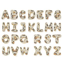 Настоящее золото 18K Латунные микро проложить кубического циркония подвески, письмо амулеты, долговечный, стойки покрытие, реальный 18 k позолоченный, 20.5~25x13~24.5x6~8.5 мм, отверстие : 5.2x3 мм