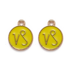 Козерог Подвески из эмали и сплава, плоский круглый с созвездием / знак зодиака, золотые, Козерог, 15x12x2 мм, отверстие : 1.5 мм