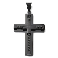 Черный Цвет Металла 304 подвески из нержавеющей стали, подвески в виде креста и кабеля, с 201 держателями для ледоруба из нержавеющей стали, ионное покрытие (ip), долговечный, металлический черный , 62x40.5x7.5 мм, отверстие : 10.5x7 мм