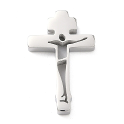 Нержавеющая Сталь Цвет Пасхальные 304 кулоны из нержавеющей стали, амулеты в виде креста с распятием Иисуса, цвет нержавеющей стали, 30x19.5x4.5 мм, отверстие : 3.5 мм