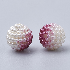Cerise Imitation Pearl Acrylic Beads, Berry Beads, Combined Beads, Rainbow Gradient Mermaid Pearl Beads, Round, Cerise, 10mm, Hole: 1mm, about 200pcs/bag