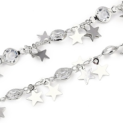 Платина Цепи ручной работы из латуни и стекла, для ожерелья браслеты решений, долговечный, пайки, с катушкой, звезда, платина, 3x2x0.2 мм, около 16.40 футов (5 м) / рулон