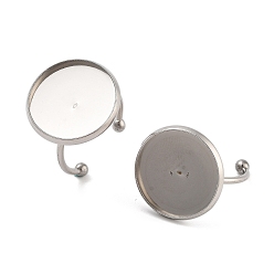 Нержавеющая Сталь Цвет Устойчивы к потускнению 304 компоненты открытого кольца из нержавеющей стали, с 201 плоскими круглыми кольцами колодок из нержавеющей стали, цвет нержавеющей стали, регулируемый, лоток : 14 мм