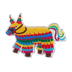 Разноцветный Большие подвески из полупрозрачной смолы, лошади прелести, красочный, 47x63.5x2.5 мм, отверстие : 1.6 мм