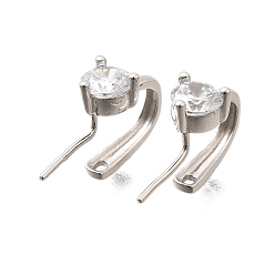 Платина 925 подвески из стерлингового серебра с кубическим цирконием, платина, 18x6x10 мм, отверстие : 1.5 мм
