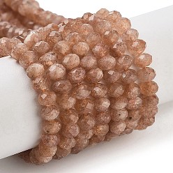 Солнечный Камень Бусы из натурального золота, граненые, класс АА, рондель, 5~5.5x4 мм, отверстие : 1 мм, около 94 шт / нитка, 15.35'' (39 см)