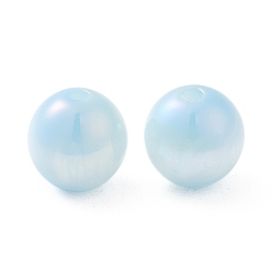 Azul Cielo Cuentas de resina opacas iridiscentes, perlas de caramelo, rondo, luz azul cielo, 10x9.5 mm, agujero: 1.8 mm