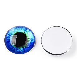 Синий Кабошоны из стекла, полукруглый с глазом, синие, 20x6.5 мм