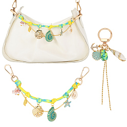 (52) Непрозрачная лаванда 2 шт. полиэстеровые и железные цепи-удлинители для сумок, форма раковины и конч, с поворотными застежками из сплава и эмалью из сплава, фарфором ручной работы и подвеской из ракушки, разноцветные, 230 мм