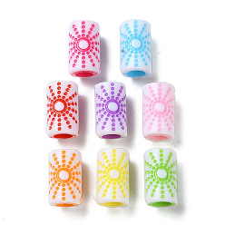 (52) Непрозрачная лаванда Непрозрачный акрил европейского бисера, ремесла стиль, бусины с большим отверстием, бусины с большим отверстием, колонка с солнцем, разноцветные, 17x10 мм, отверстие : 6 мм, Около 500 шт / 500 г