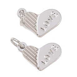 Сердце Латунь прелести, стойки покрытие, долговечный, без кадмия и без свинца, платина, с целью перехода в кольце, сердце, 11x7.5x1.5 мм, отверстие : 2 мм