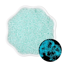 Pale Turquoise Luminous Glow in the Dark Cylinder Seed Beads, Spray Painted, Pale Turquoise, 2.5mm, Hole: 1mm, about 700pcs/bag