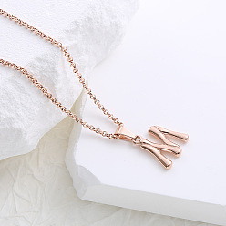 Letter M Ожерелья с подвесками из нержавеющей стали с буквами для женщин и мужчин, розовое золото , Буква М