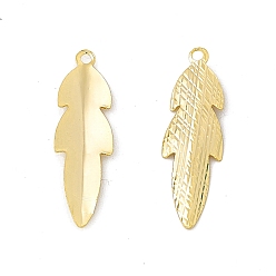Real 24K Gold Plated Brass Pendants, Cadmium Free & Lead Free, Leaf Charm, Real 24K Gold Plated, 20.5x6x1.5mm, Hole: 1mm