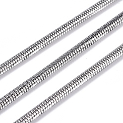 Stainless Steel Color Tarnish Resistant 304 Stainless Steel Round Snake Chains, with Spool, Soldered, Stainless Steel Color, 4.2mm, about 50yard/roll