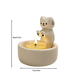 Cat Shape Керамический подсвечник, Подсвечник для чайной свечи на столешницу, домашняя вечеринка, праздник, форма кошки, 7.2x8 см