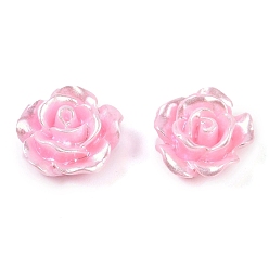 Pink Непрозрачная смола декодирует кабошоны, 3 d цветок, розовые, 12x6 мм