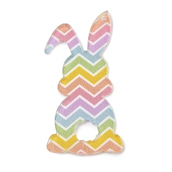 Разноцветный Подвески из прозрачного акрила с принтом, кролик, красочный, 46.5x23.5x1.5 мм, отверстие : 1.2 мм