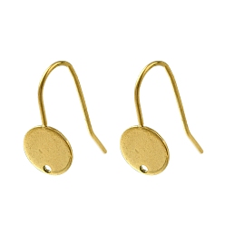 Настоящее золото 18K 304 нержавеющей стали серьги крюков, плоско-круглые, реальный 18 k позолоченный, 20x8x14.5 мм, отверстие : 1.2 мм, штифты : 0.8 мм